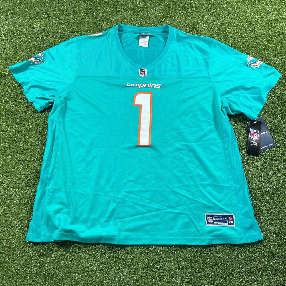 Fanatics Pro Line Tua Tagovailoa Miami Dolphins 1 Jersey Women 3XL Aqua NWT
